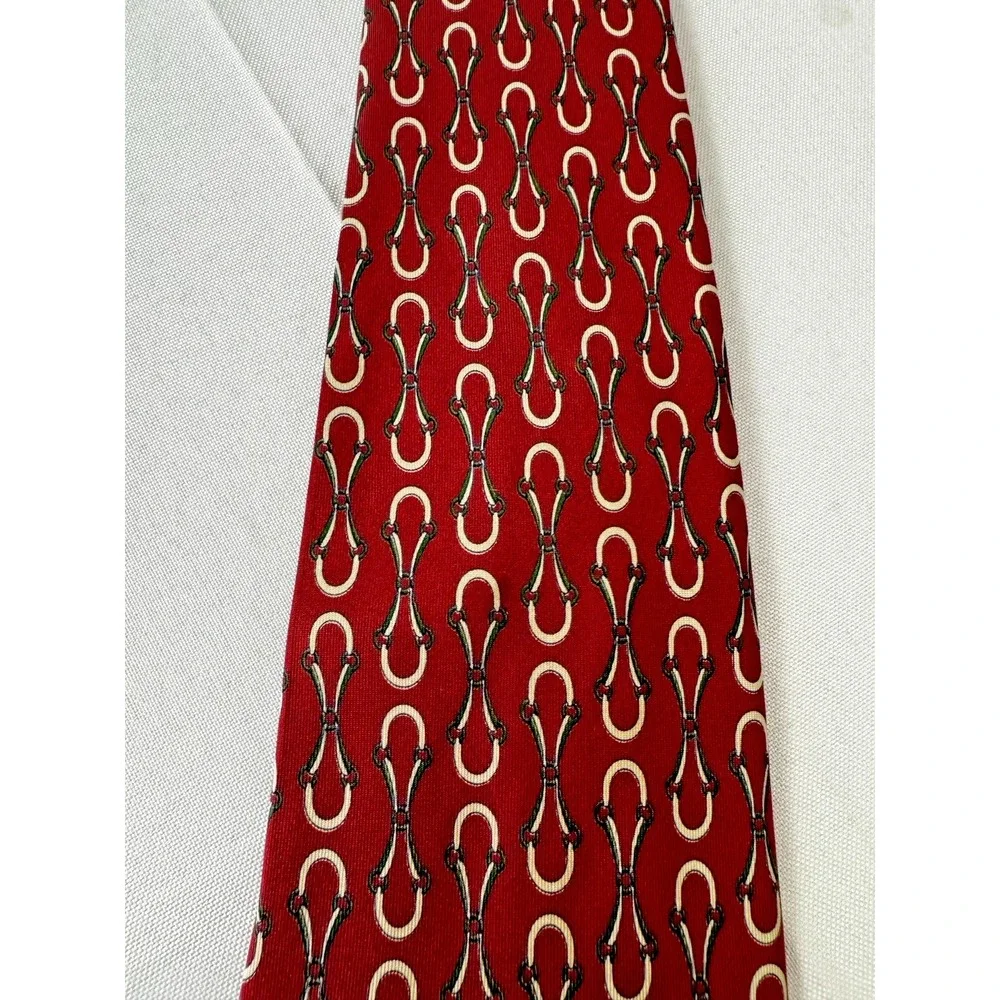 Vintage Gucci Mens Silk Horsebit Tie Classic Equestrian Italy Luxury Old Money